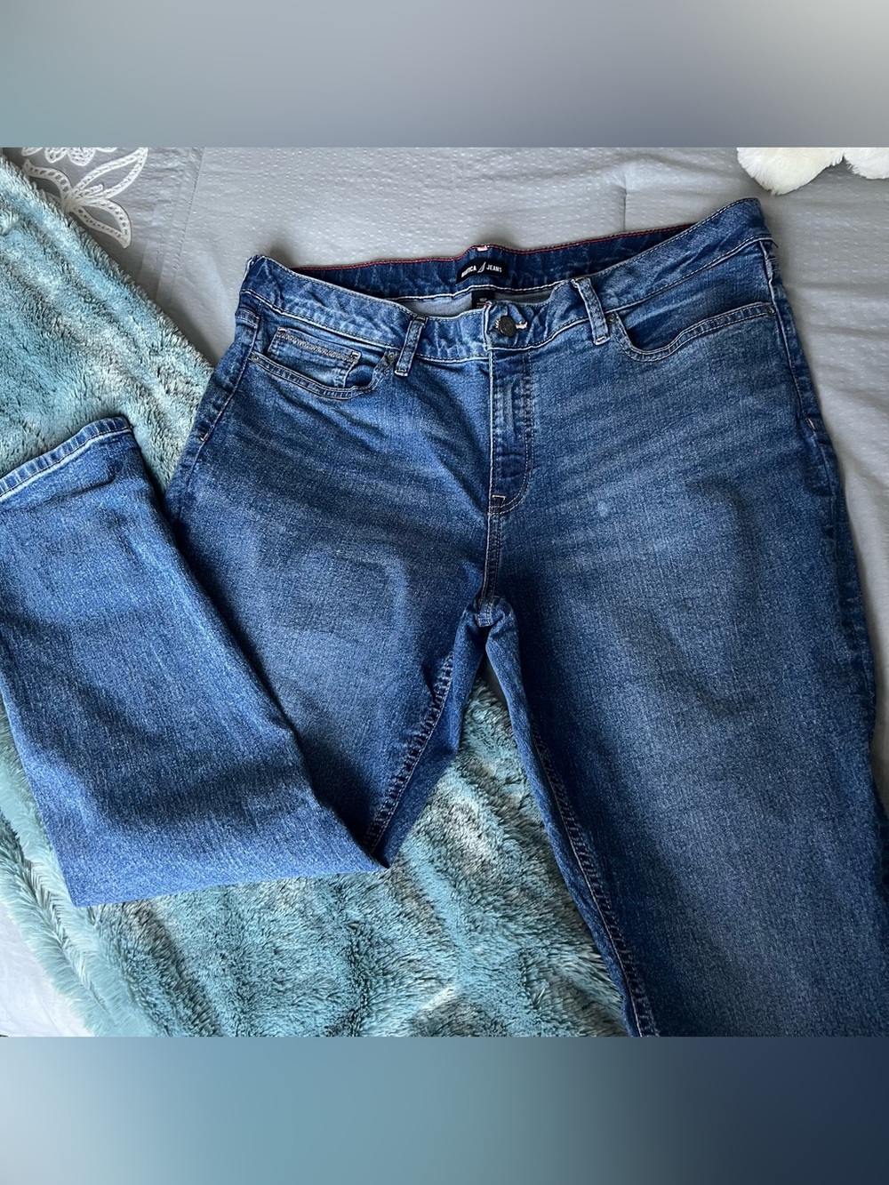 👖Nautica  Blue Jeans Zig Zag Stitching Size 16 Petite